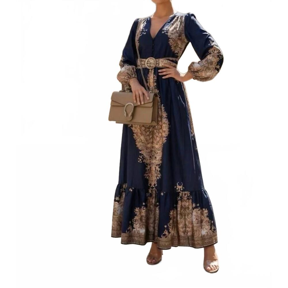 NEW THE SANG soleil maxi dress in navy